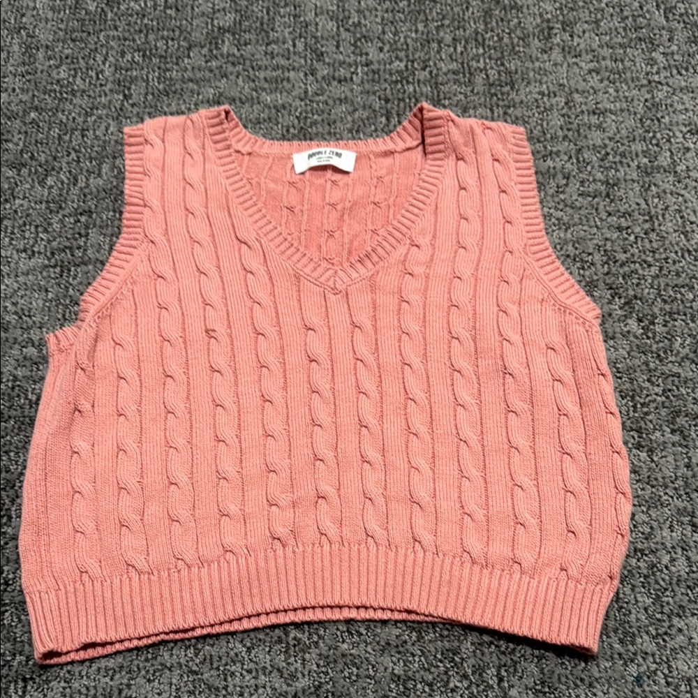 Coral Cable Knit Sweater Vest